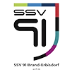 Logo mit stilisiertem Schriftzug SSV 91 in Schwarz und buntem Bogen. Darunter steht SSV 91 Brand-Erbisdorf ssv91.de.