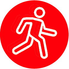 Ein rotes Symbol zeigt eine Person beim Basketball spielen.